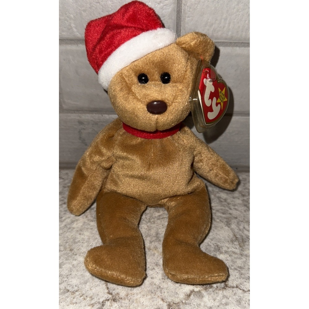 TY Beanie Babies Collection 1997 Teddy Bear With Santa Hat Tags 7 In Christmas